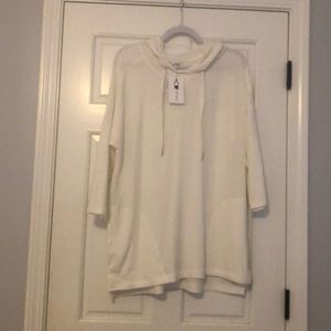 Ivory Tunic with hoodie and pockets NWT